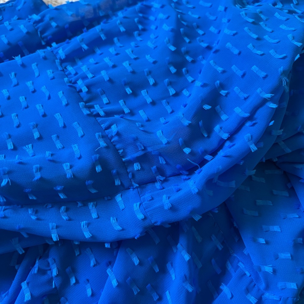 Alice + Olivia Electric Blue Swiss Dot Maxi Dress - Picture 15 of 16